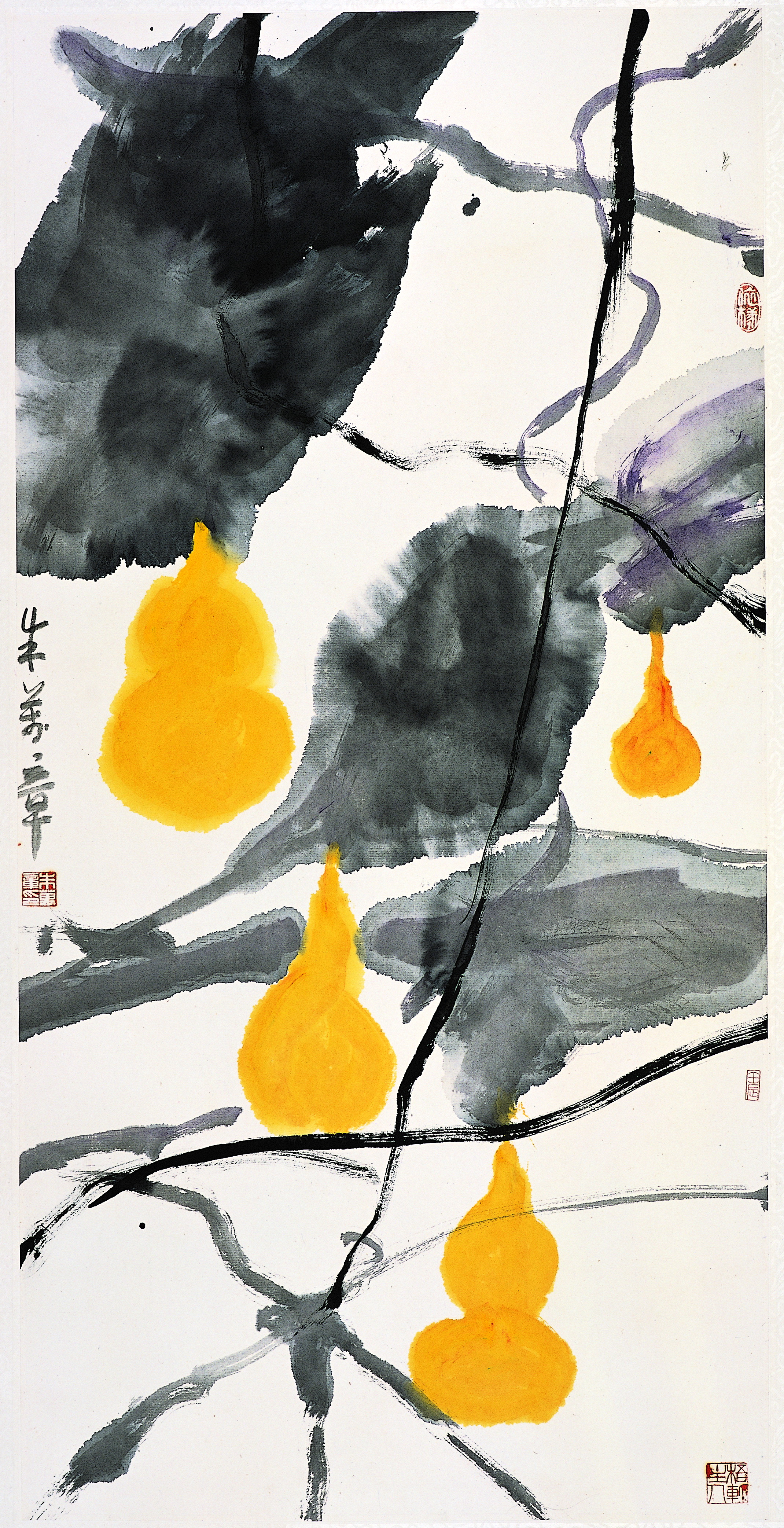 朱萬章《消夏圖》，紙本設色，100×50cm