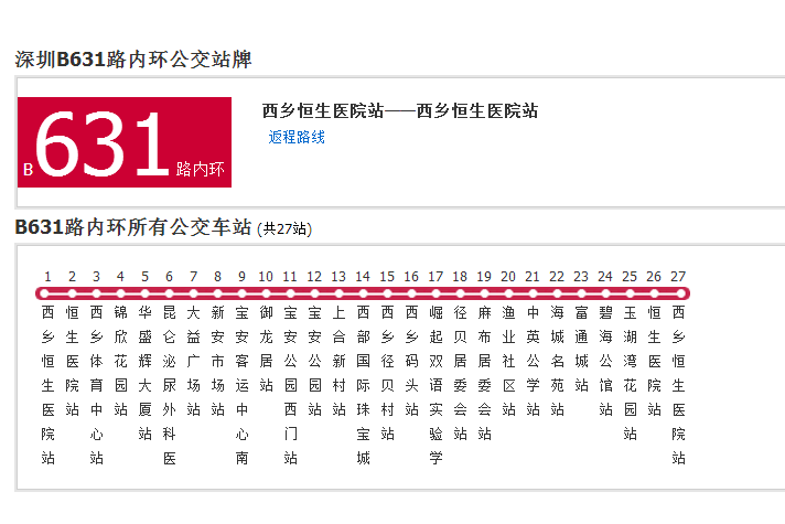 深圳公交B631路