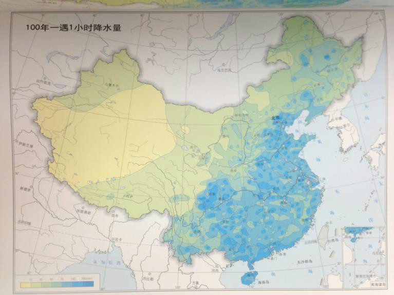 圖3  100年一遇3小時雨量圖