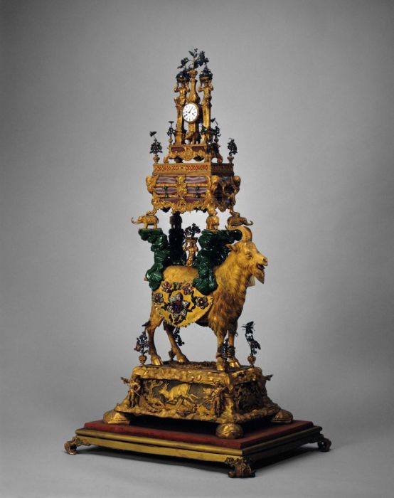 18世紀銅鍍金羊馱瑪瑙樂箱表