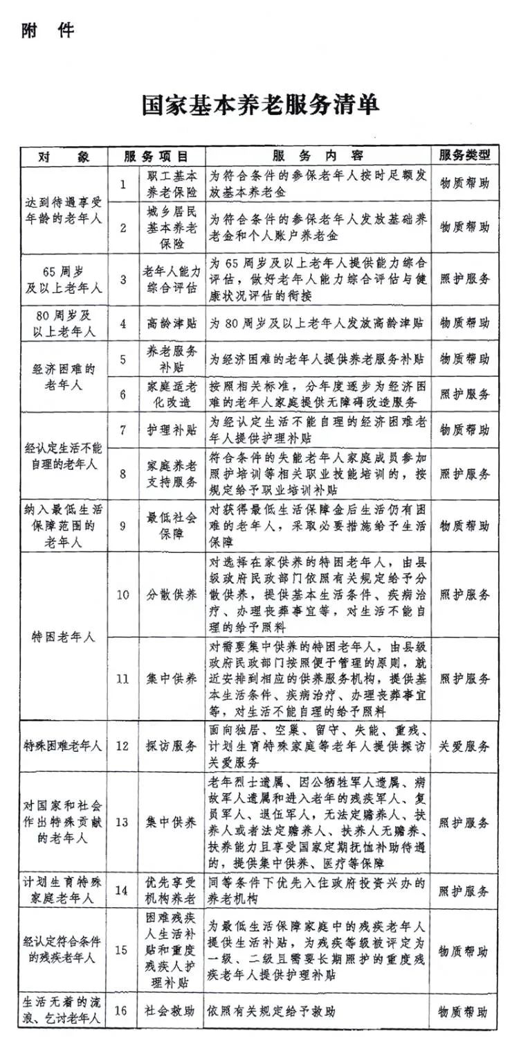 關於推進基本養老服務體系建設的意見