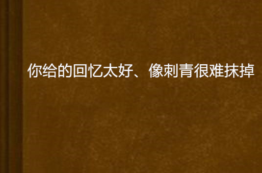 你給的回憶太好、像刺青很難抹掉