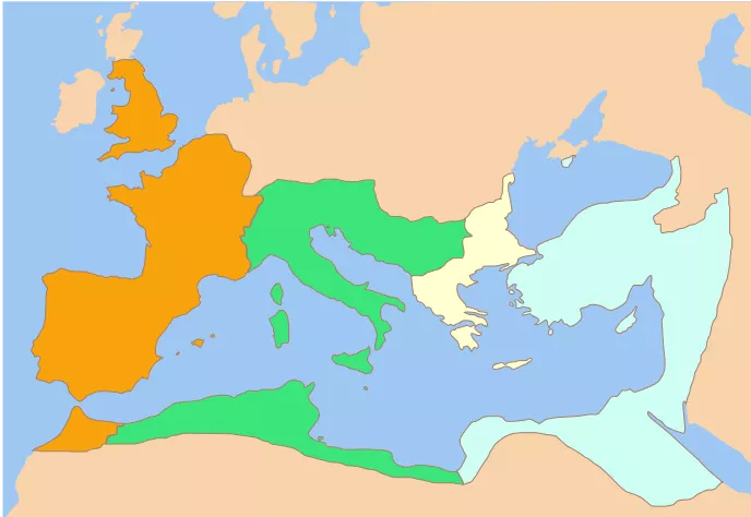 君士坦丁一世死前 再次將帝國分為4個部分