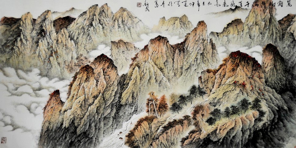 萬壑樹聲滿千崖秋氣高（139x69cm)