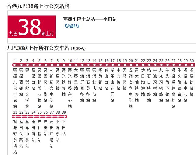 香港公交九巴38路