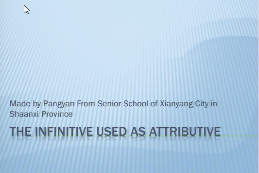 The Infinitive Used as Attributive