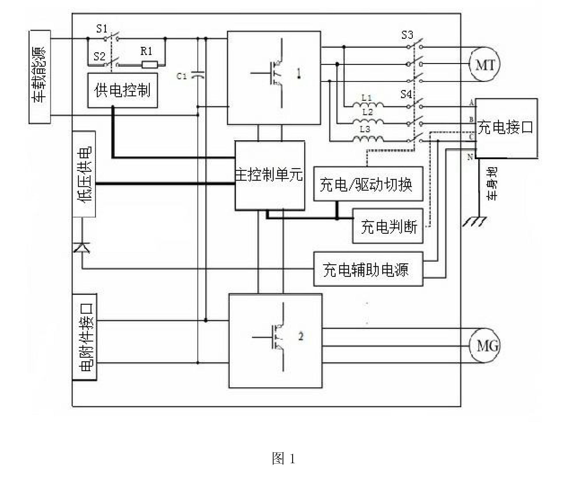 混合動力客車用集成式電機控制及充電裝置