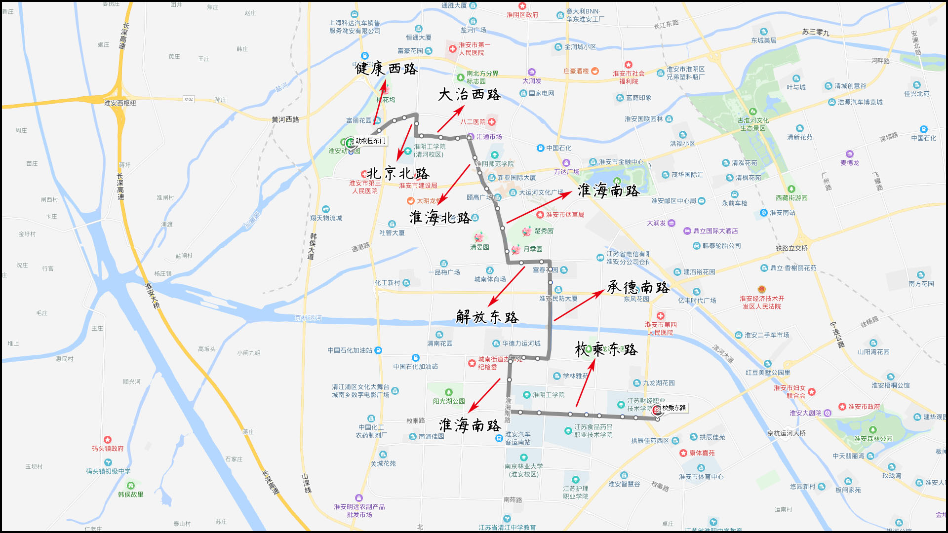 淮安公交22路走向示意圖