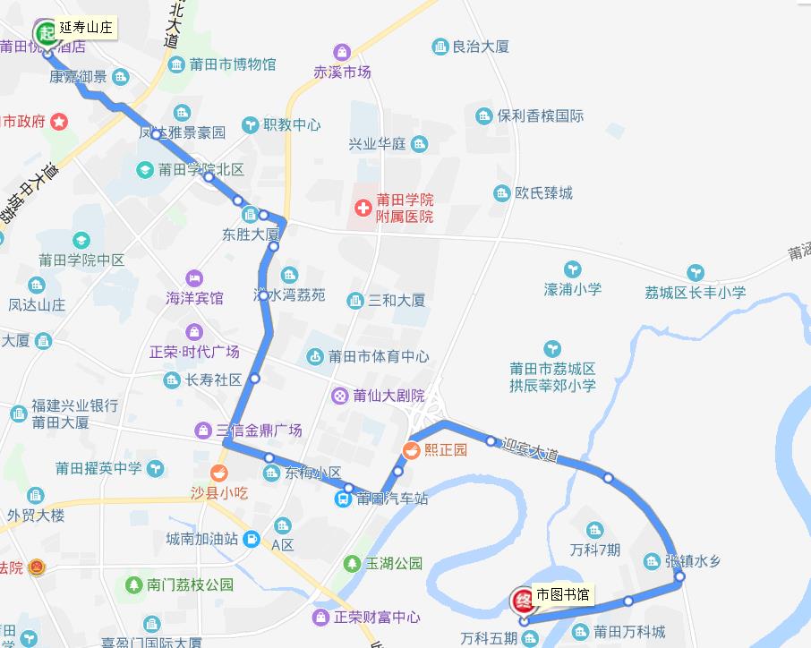 莆田公交11路線路走向圖