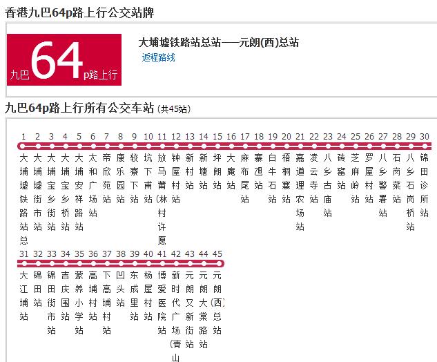 香港公交九巴64p路