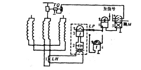 圖1 單繼電器式橫聯差動保護原理接線圖