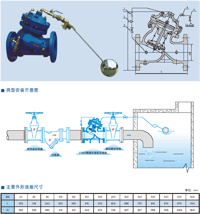 F745X隔膜式遙控浮球閥