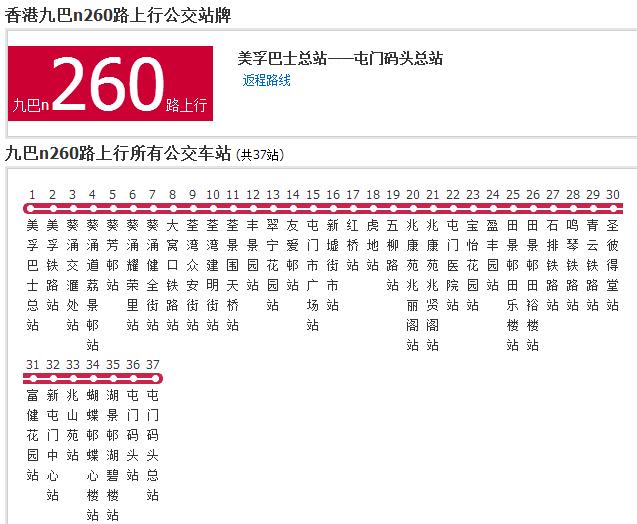 香港公交九巴n260路