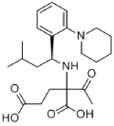 (S)-3-甲基-1-[2-（1-哌啶基）苯基]丁胺。N-乙醯-L-谷氨酸鹽