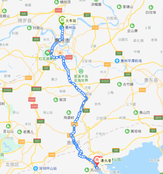 惠州公交惠城K2路線路