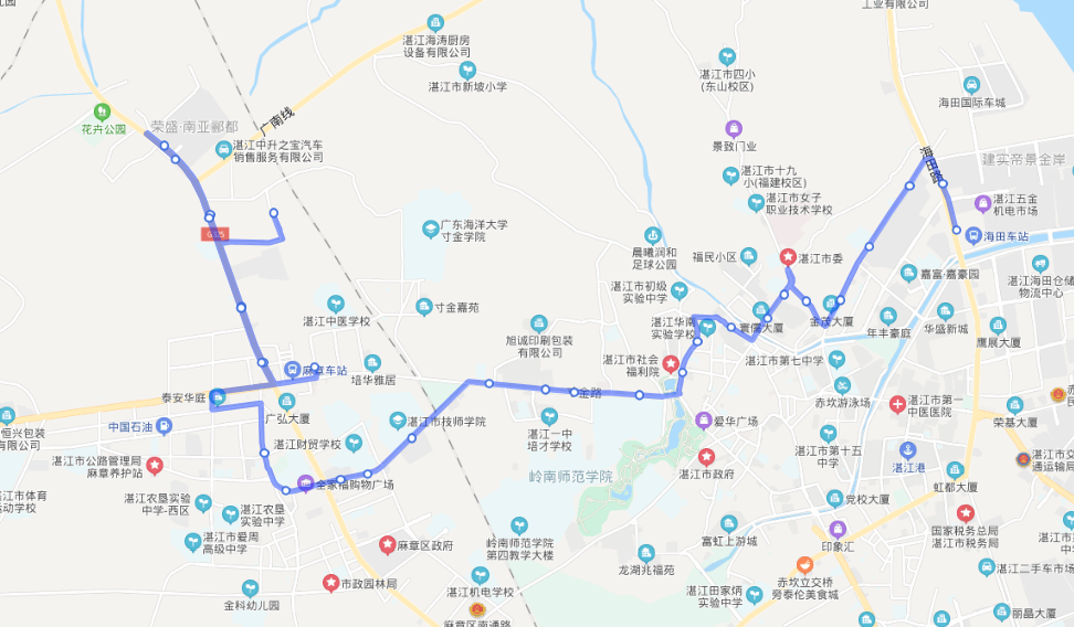 湛江公交56路線路圖