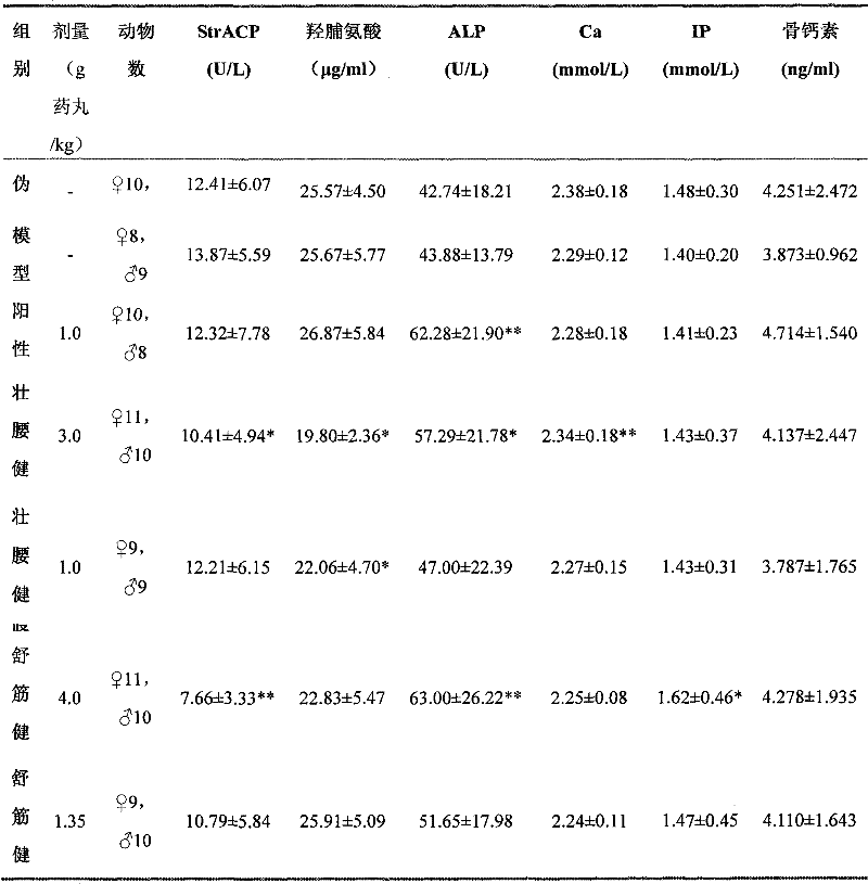 一種中藥組合物在製備治療骨質疏鬆症藥物中的套用