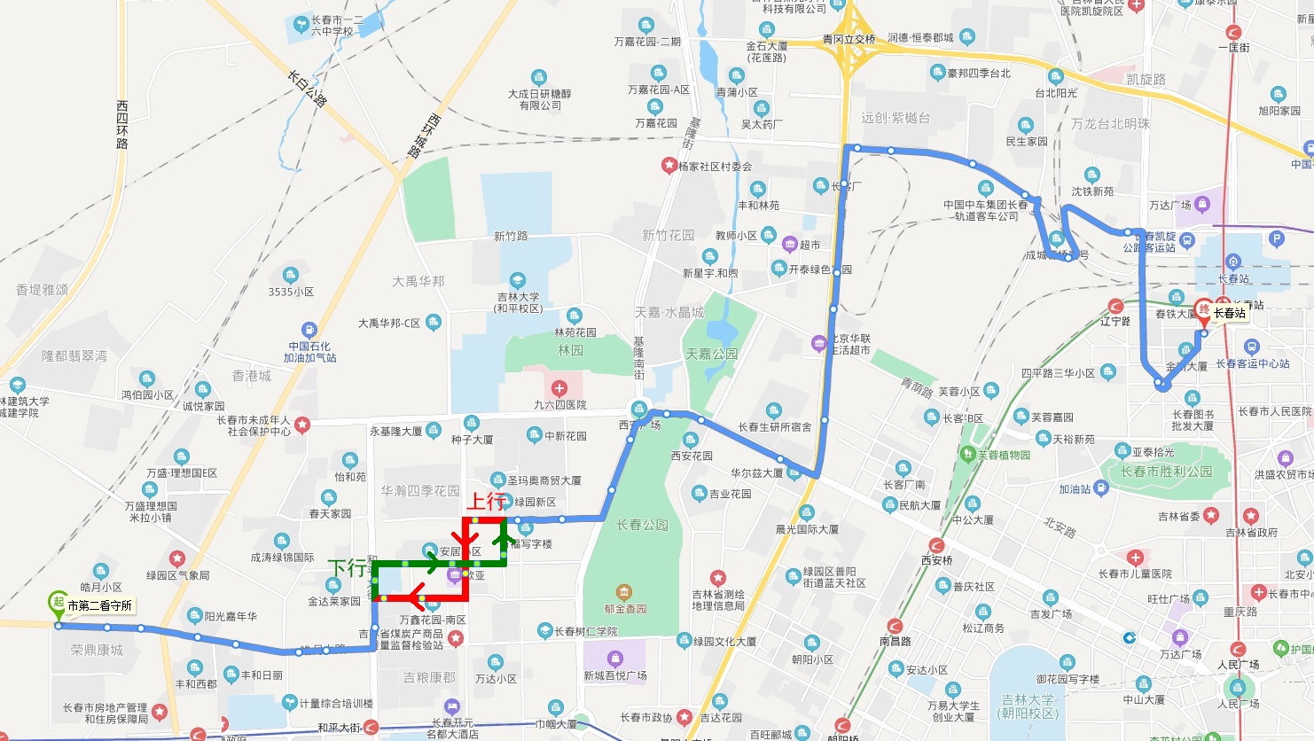 長春公交289路線路走向圖