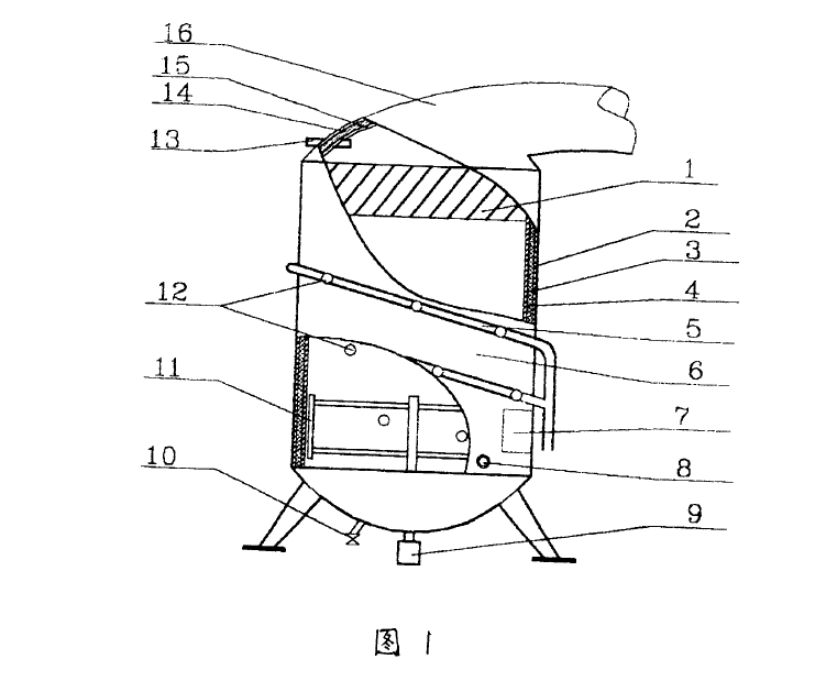 圖1  直火常壓式污水處理器結構圖