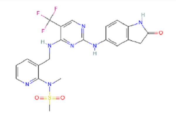 N-甲基-N-[3-[[[2-[（2-氧代-2,3-二氫-1H-吲哚-5-基）氨基]-5-三氟甲基嘧啶-4-基]氨基]甲基]吡啶-2-基]甲磺醯