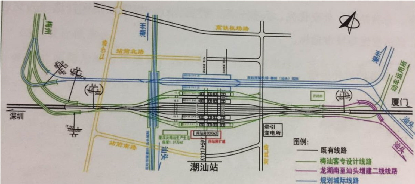 潮汕站站場軌道示意圖