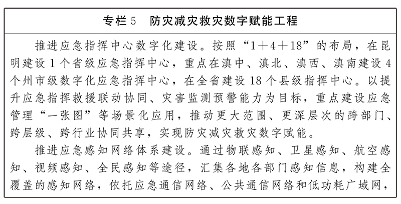 雲南省“十四五”綜合防災減災救災規劃