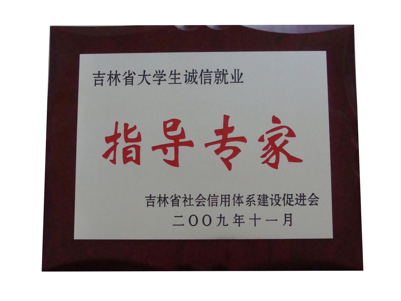 2009年評為吉林省大學生誠心指導專家