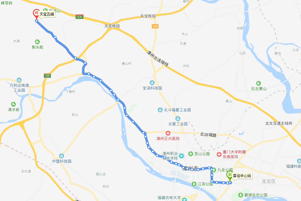 漳州公交14路上行路線圖