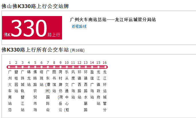 佛山公交佛K330路