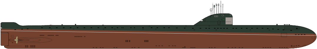 627型攻擊核潛艇側視圖