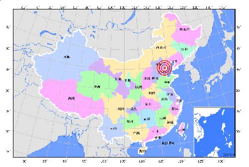 唐山灤縣地震區位示意圖