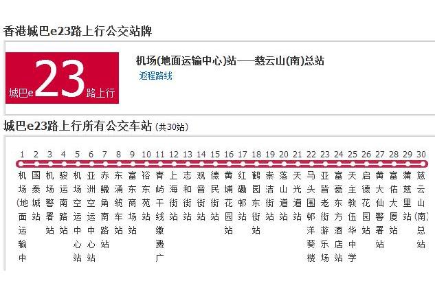 香港公交城巴e23路