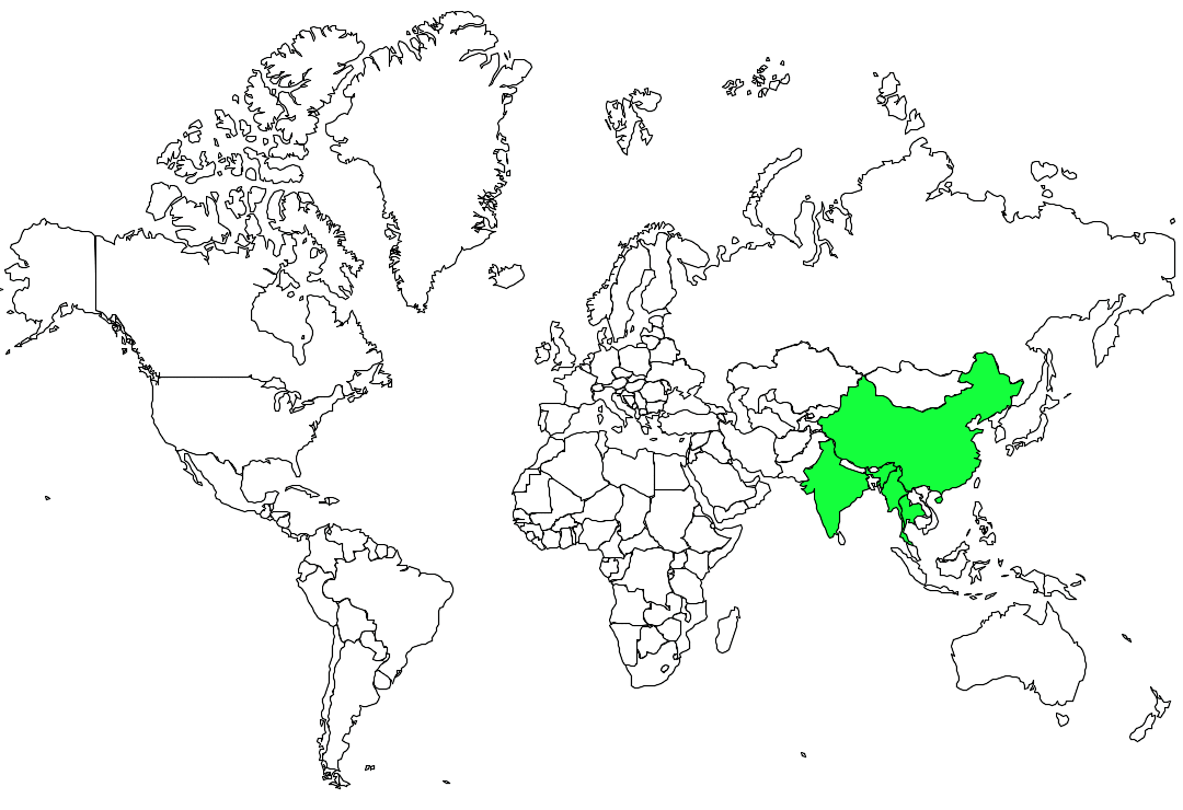 黑頸長尾雉世界分布圖