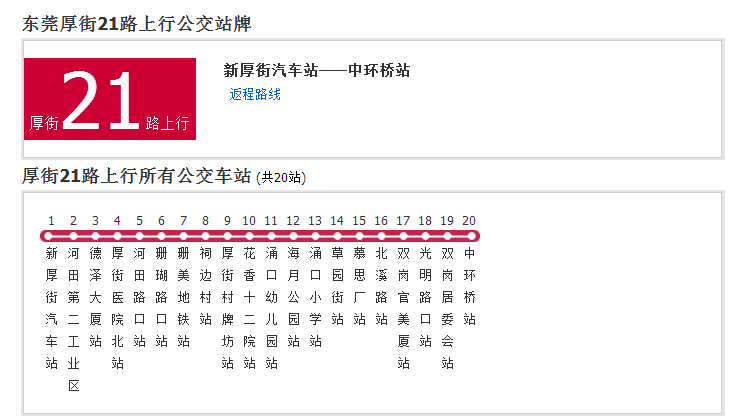 厚街公交21路