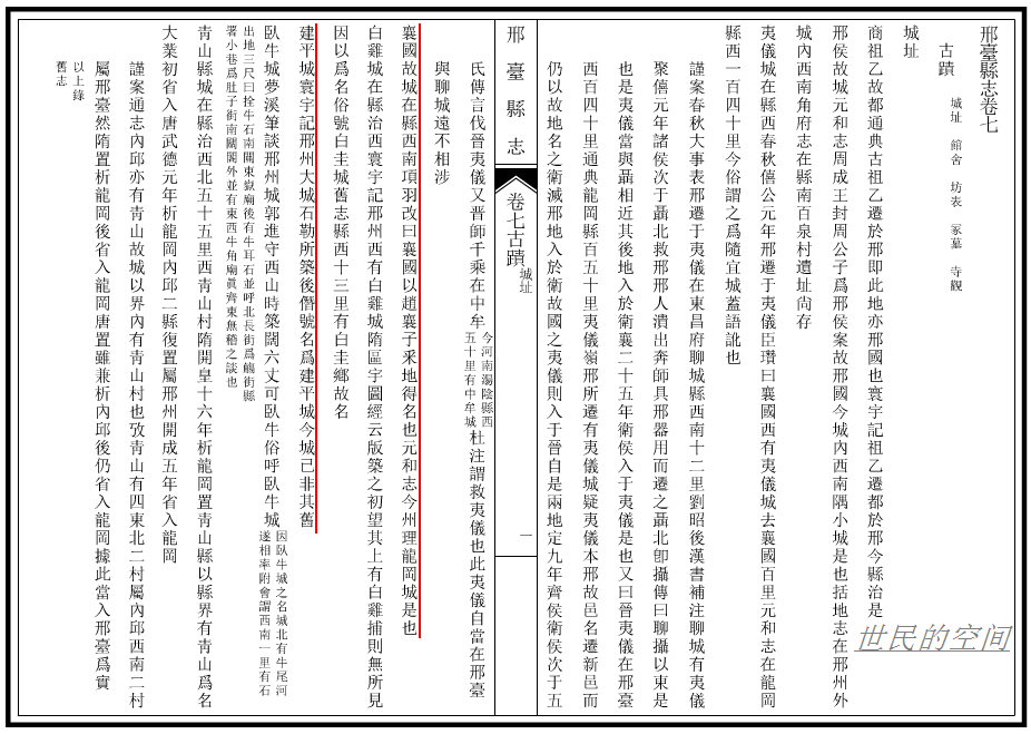 民國《邢台縣誌》卷七古蹟