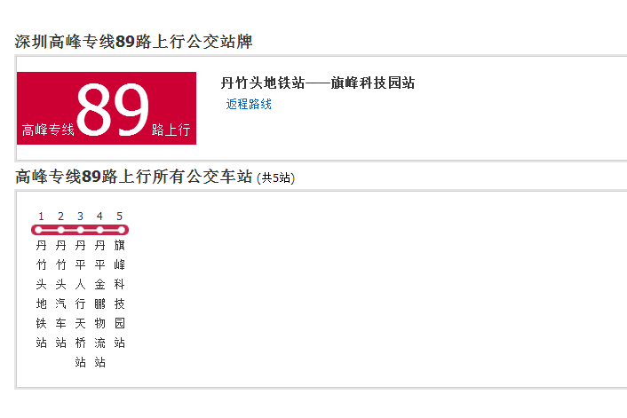 深圳公交高峰專線89路