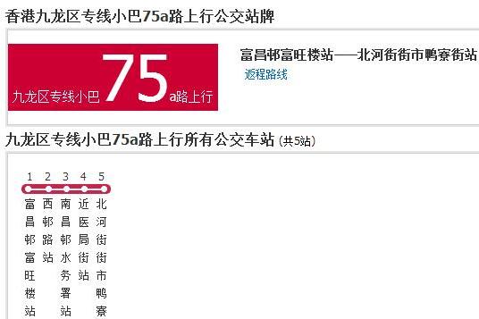 香港公交九龍區專線小巴75a路