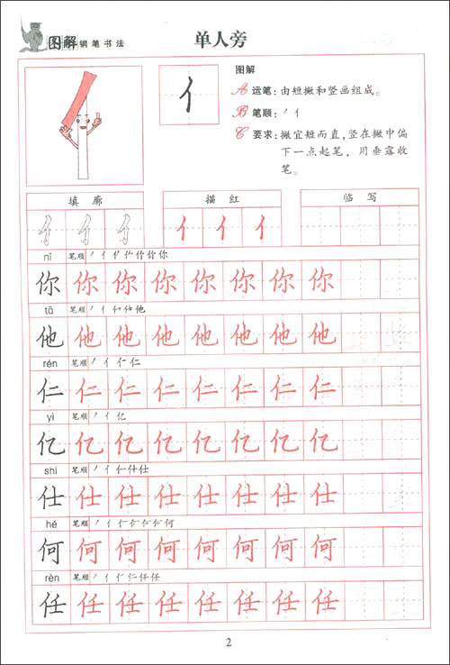 圖解鋼筆書法字帖：分解訓練偏旁部首