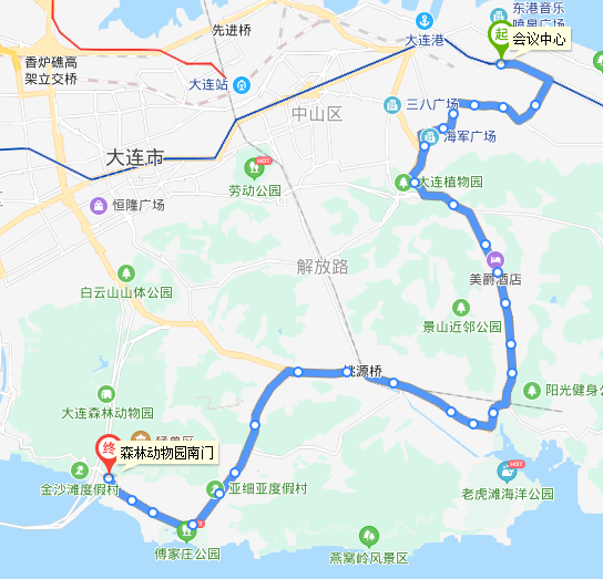 大連公交47路下行線路走向圖