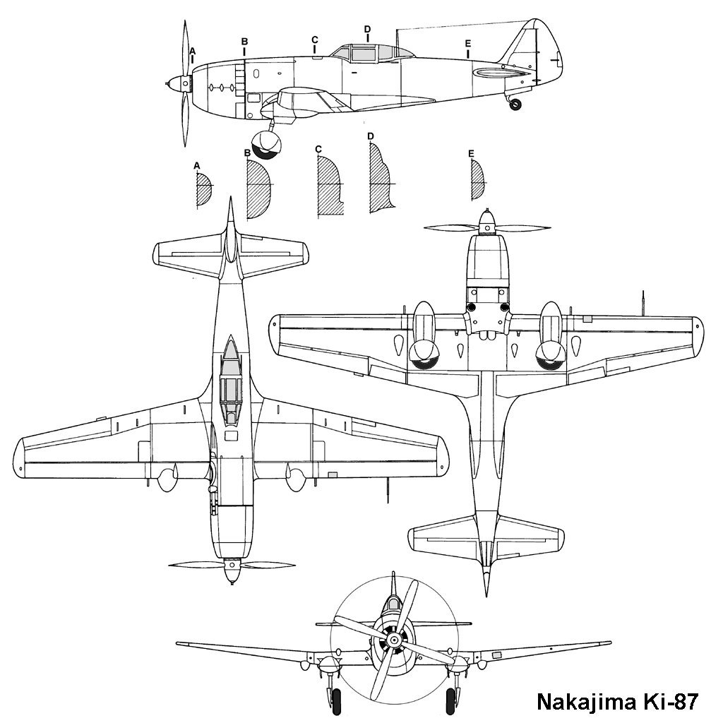 Ki-87四視圖