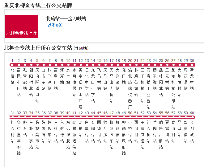 重慶公交北柳金專線