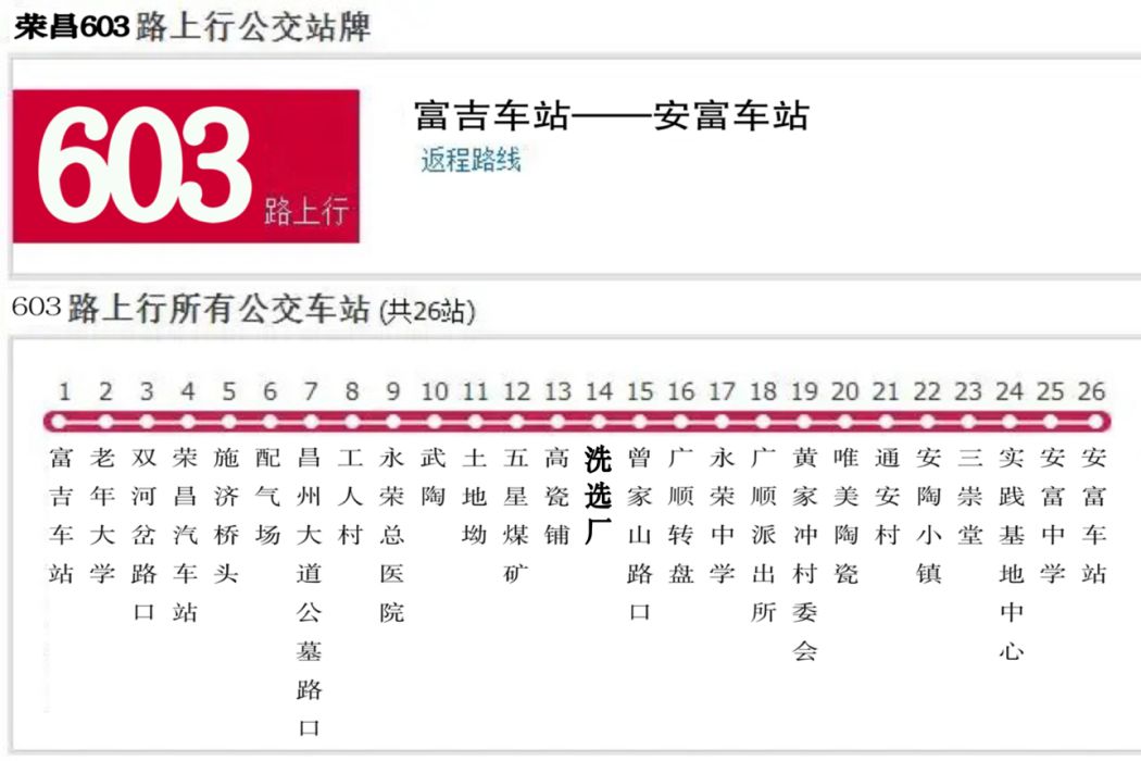 重慶榮昌公交603路