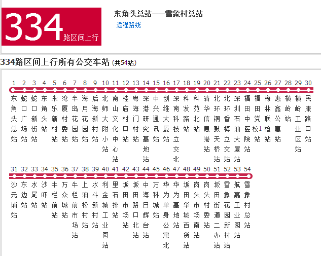 深圳公交334路區間