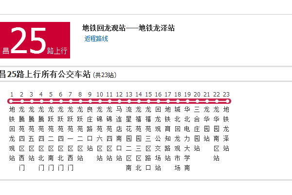 北京公交昌25路