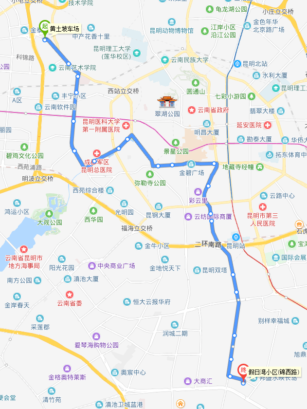 昆明公交90路線路走向