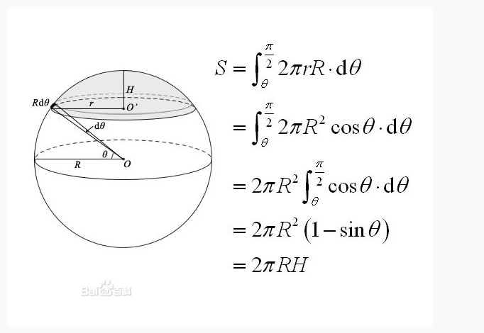 球冠表面積公式 計算方法 注意事項 中文百科全書
