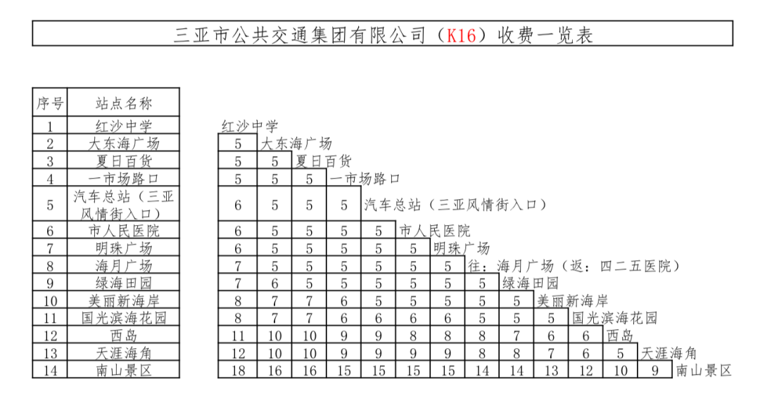 三亞公交K16路