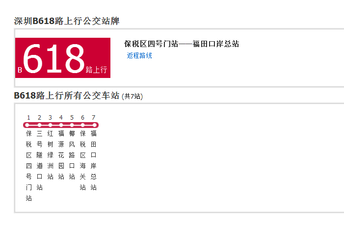 深圳公交B618路