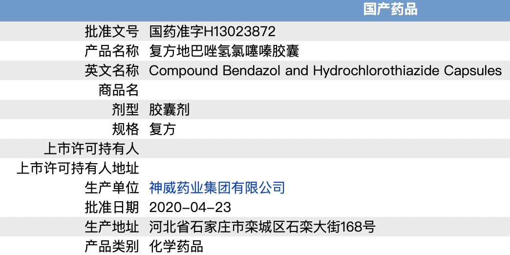 複方地巴唑氫氯噻嗪膠囊