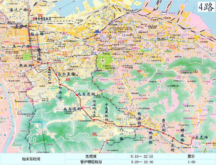 大連公交4路線路走向圖